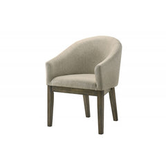 2 Piece Upholstered Dining Chair, Wood Kitchen Dining Room Armchair Set, Weather Grey