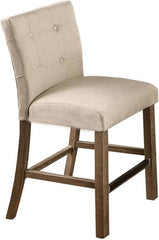 Set of 2 Upholstered Counter Dining Chair, Tufted Back Padded Seat Dining Room Kitchen Stool with Footrest, Light Gray