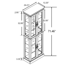 Elegant Lighted Glass Curio Display Cabinet - Wooden Frame Storage for Living Room, Kitchen & Pantry - Includes Light Bulb - Ideal for Wine, Toys & Collectibles - Black
