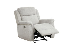 Contemporary Style Manual Glider Recliner Padded Track Arms Light Gray Finish Primary Living Room