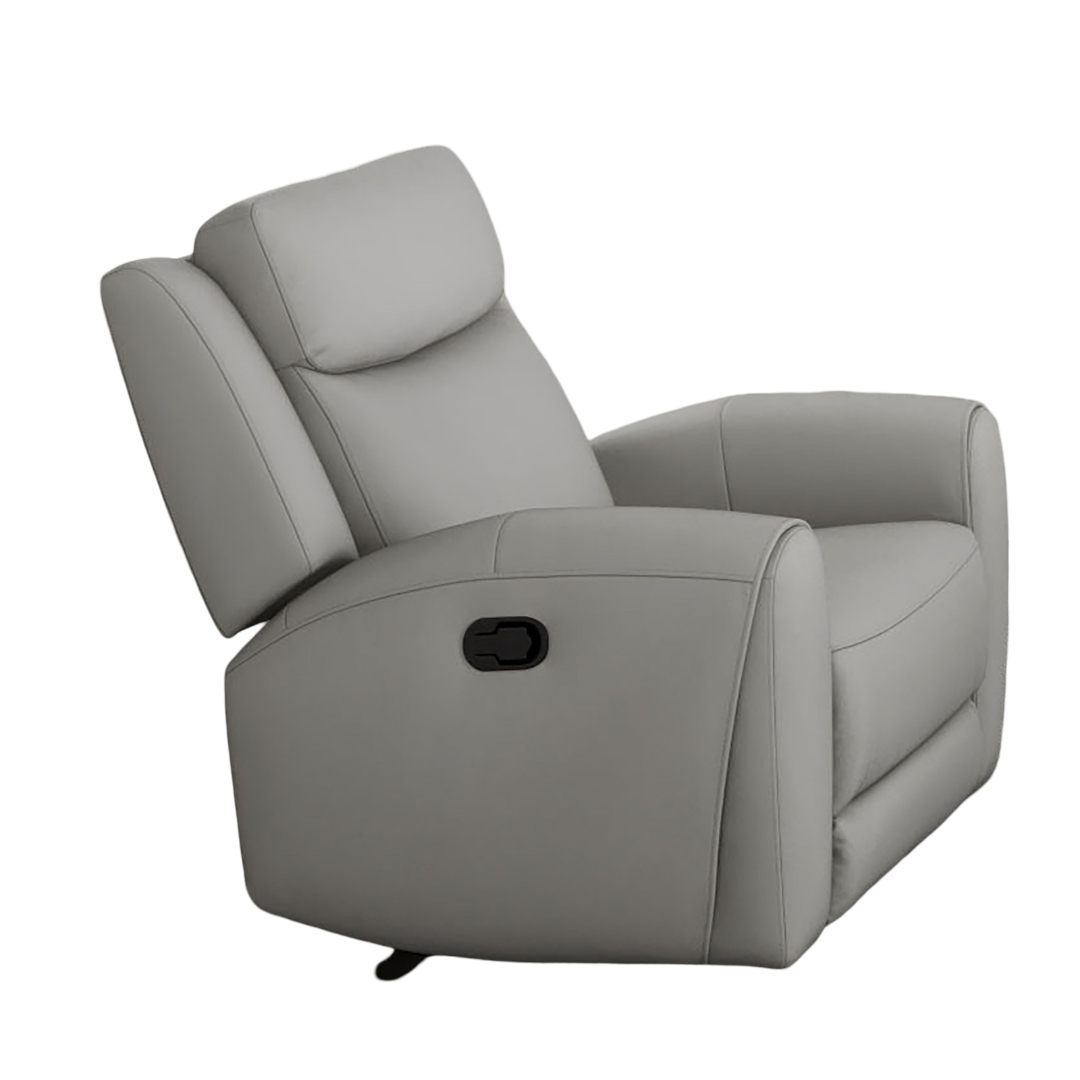 Contour Arms Manual Recliner Transitional Style Light Gray Finish High Density Foam Wide Seat Primary Living Room