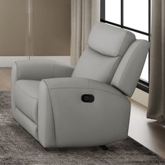 Contour Arms Manual Recliner Transitional Style Light Gray Finish High Density Foam Wide Seat Primary Living Room