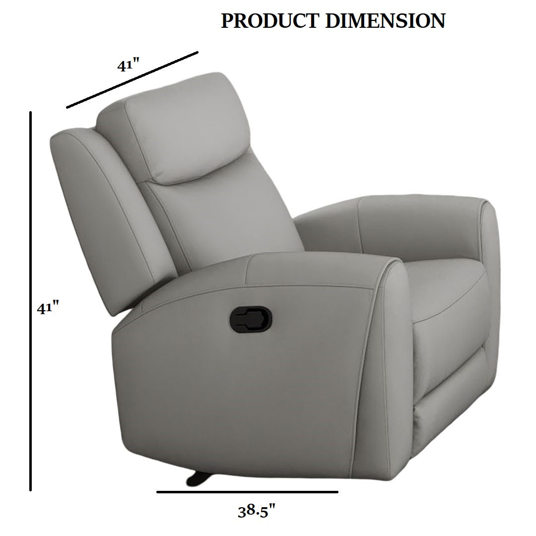 Contour Arms Manual Recliner Transitional Style Light Gray Finish High Density Foam Wide Seat Primary Living Room