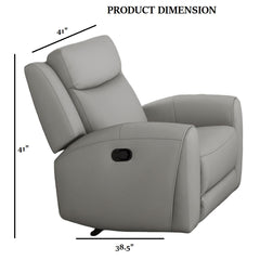 Contour Arms Manual Recliner Transitional Style Light Gray Finish High Density Foam Wide Seat Primary Living Room