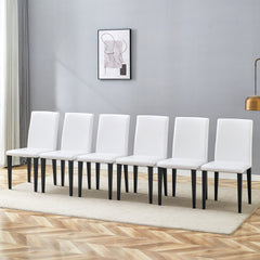 White PU Dining Chairs: 35.4" High, 18.5" Ergonomic Backrest, 17"×16" Sponge Seat, Perfect for Dining Room, Home Office & Living Space, Stylish & Comfortable.Black Metal Leg.