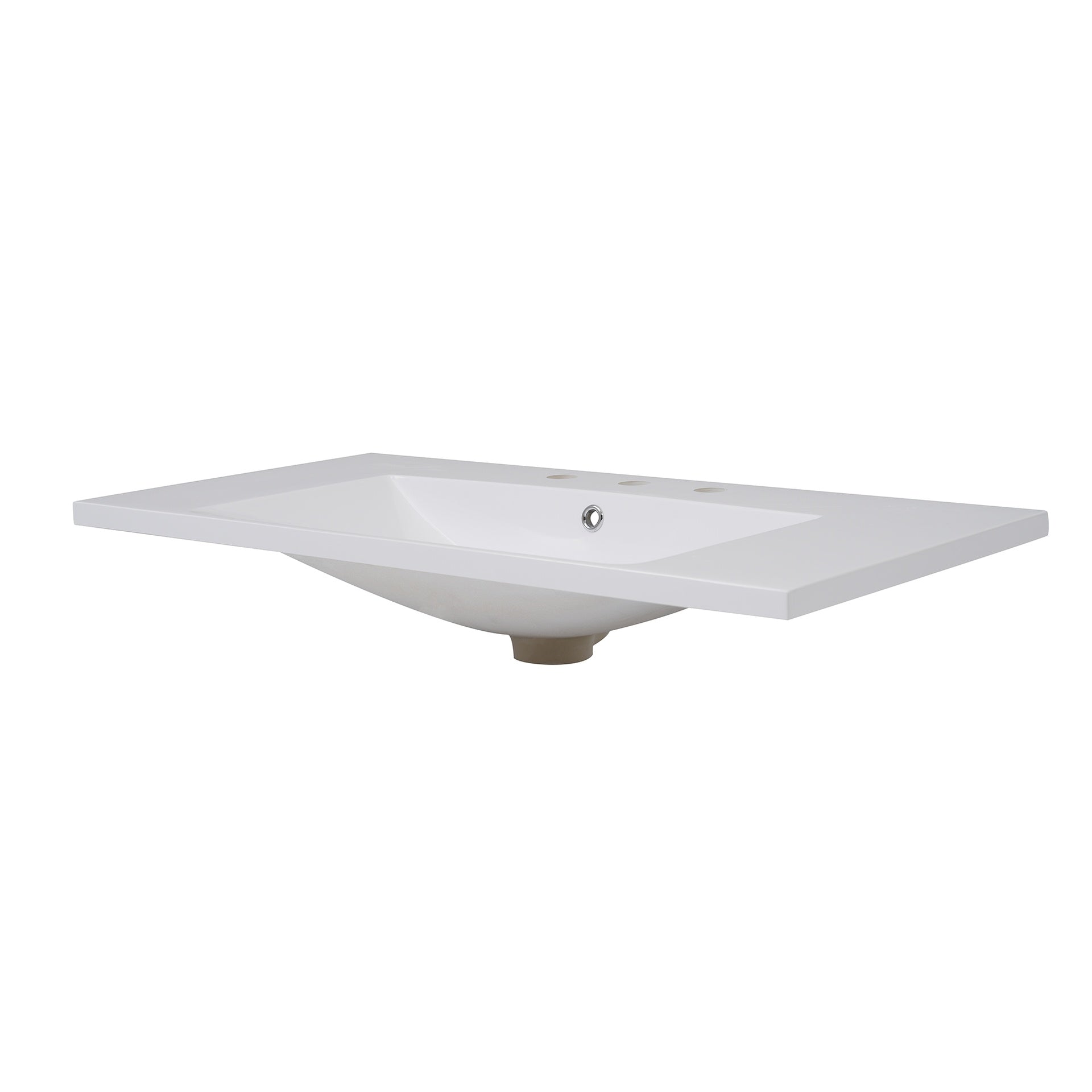 36''x18'' Bathroom Sink with Three Holes (8" Centerset), Resin Bathroom Vanity Sink Top with Overflow, Drop in Bathroom Vessel Sink Rectangle Ideal for Small Spaces, White