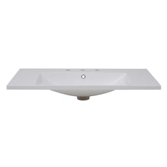 36''x18'' Bathroom Sink with Three Holes (8" Centerset), Resin Bathroom Vanity Sink Top with Overflow, Drop in Bathroom Vessel Sink Rectangle Ideal for Small Spaces, White