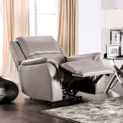 Light Gray Finish Transitional Style 1pc Power Recliner Fully Upholstered Pillow Top Arms Wall hunger Design Hardwood Frame Primary Living Room
