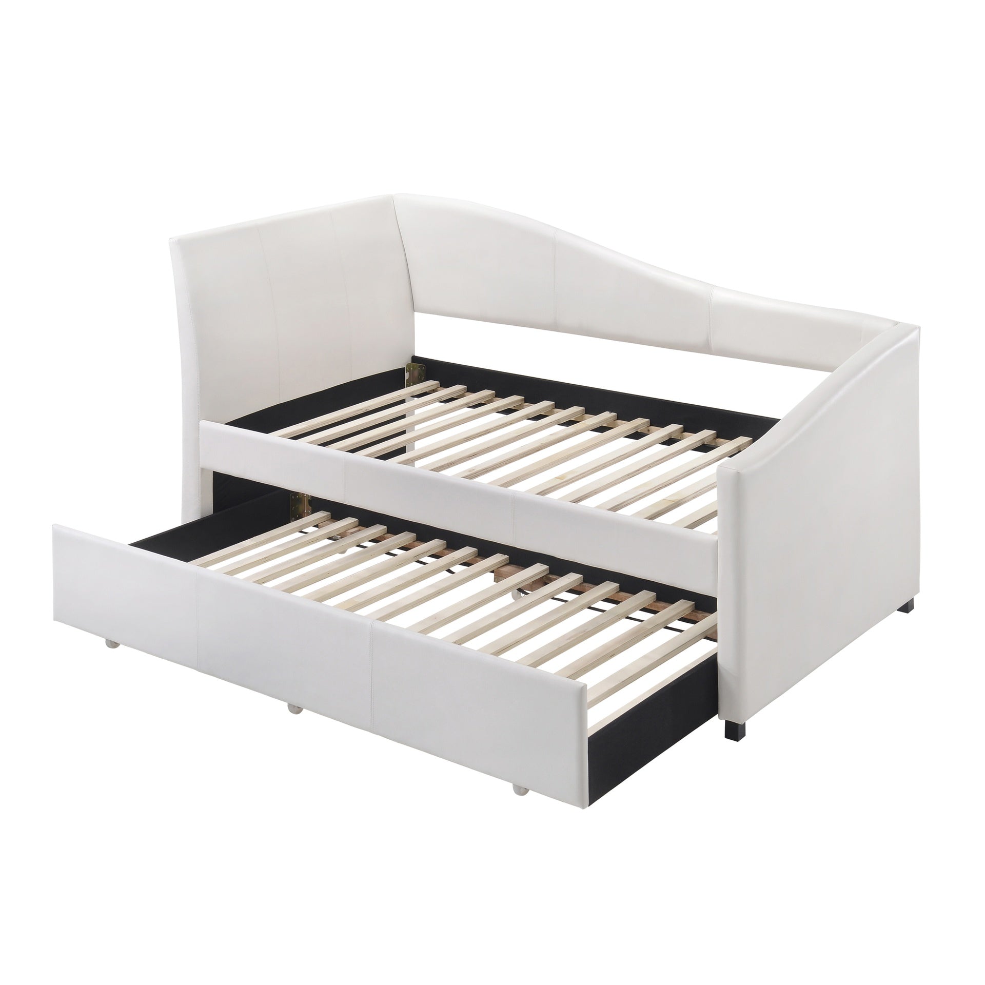 White Twin Upholstered Daybed with Trundle