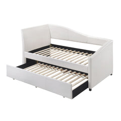 White Twin Upholstered Daybed with Trundle