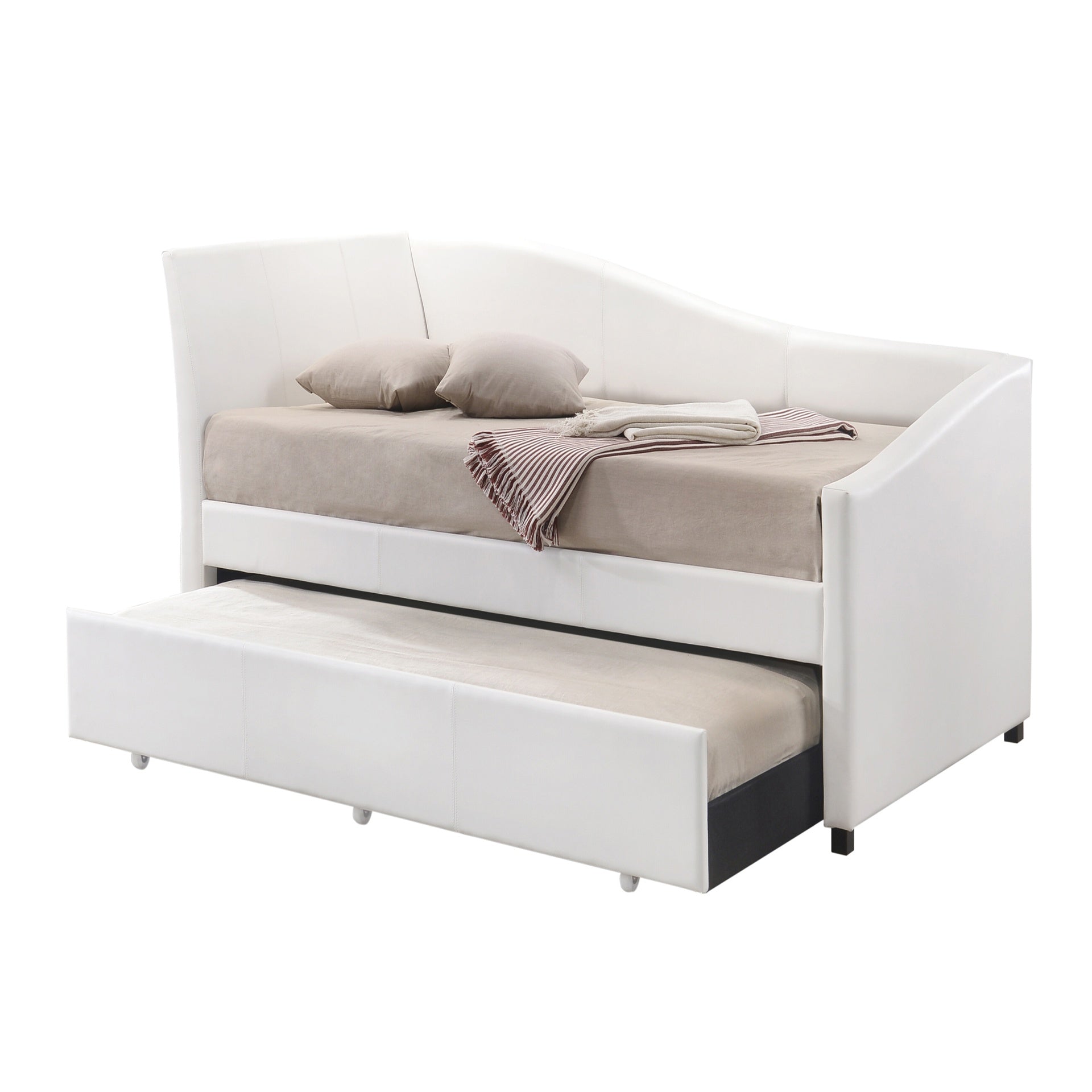 White Twin Upholstered Daybed with Trundle