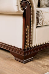 Dark Cherry And Beige Finish Traditional Style 1pc Chair Rolled Arms Edge Bracket Feet Curved Details Accent Pillow
