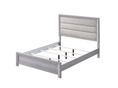 1pc Queen Panel Bed Plush Channel Tufted Headboard Neutral Gray Driftwood Finish Contemporary Design