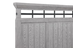 1pc Rustic Charm Footboard Bench Panel King Bed Soft Greige Natural Wood Grain Solid Wood