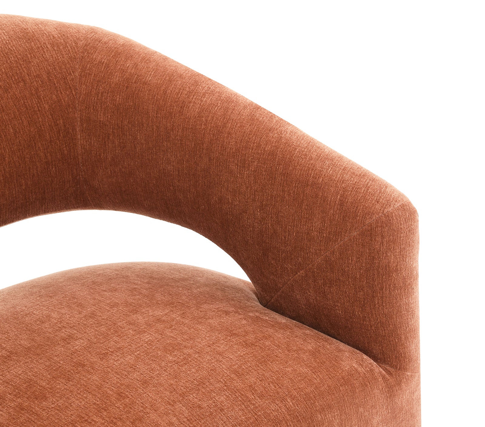 Rustic Orange Finish Contemporary Style 1pc Arm Chair With Caster Barrel Back Design Neutral Textured Fabric Primary Living Room