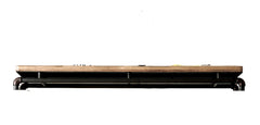 Industrial Style TV Console Bridge Pipe Inspired Frame Metal And Wood Structure Antique Black And Natural Tone Finish