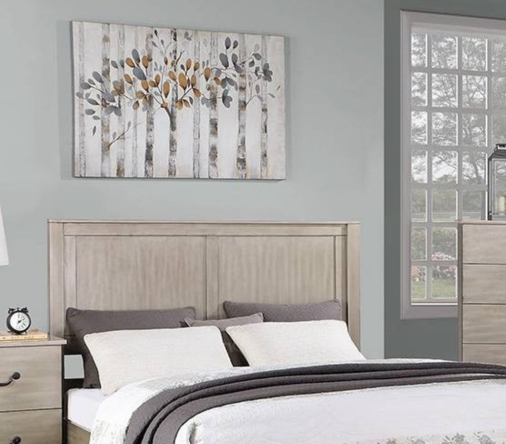 Rustic Style Queen Size Bed 1pc Two Panel Headboard Antique Silver Finish Bedroom Furniture