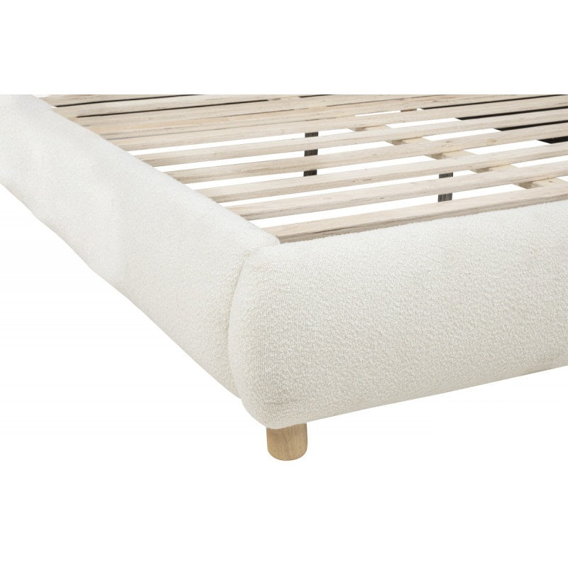Modern/Contemporary Ivory Soft Burlap Fabric Queen Bed, Upholstered 1Pc Bedroom Platform Bed Frame