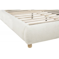 Modern/Contemporary Ivory Soft Burlap Fabric Queen Bed, Upholstered 1Pc Bedroom Platform Bed Frame