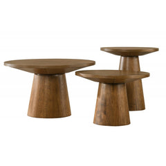20 in. Round Wood Console Table Modern Living Room Sofa Table with Pedestal Base, Walnut