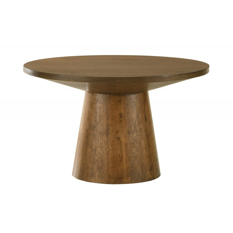 29 in. Round Wood Coffee Table Modern Living Room Sofa Table with Pedestal Base, Walnut