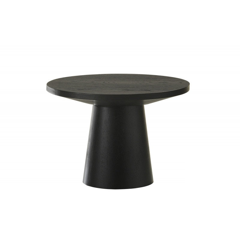 22 in. Round Wood End Table Modern Living Room Sofa Side Table with Pedestal Base, Black