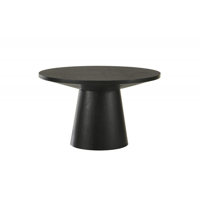 29 in. Round Wood Coffee Table Modern Living Room Sofa Table with Pedestal Base, Black