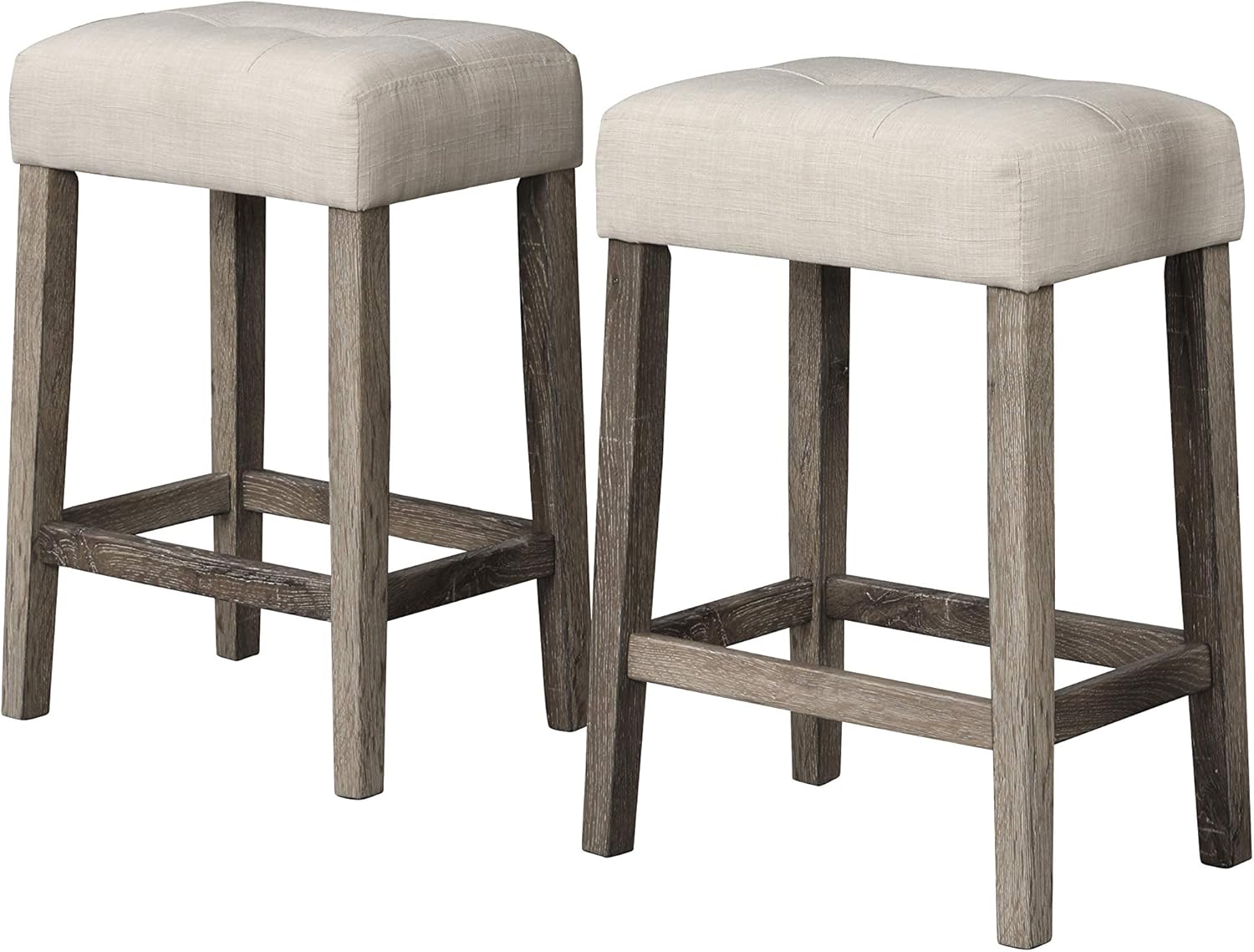 Transitional 3 Piece Counter Bar Dining Set Solid Wood Bar Table with Electric Outlet and 2 USB Ports, Counter Height Bar Stool Tufted Seating, Antique Oak