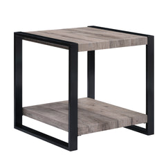 3pc Contemporary Cocktail Set 1x Rectangular Coffee Table and 2x Square End Table Rustic Brown Black Finish Living Room Wooden Furniture