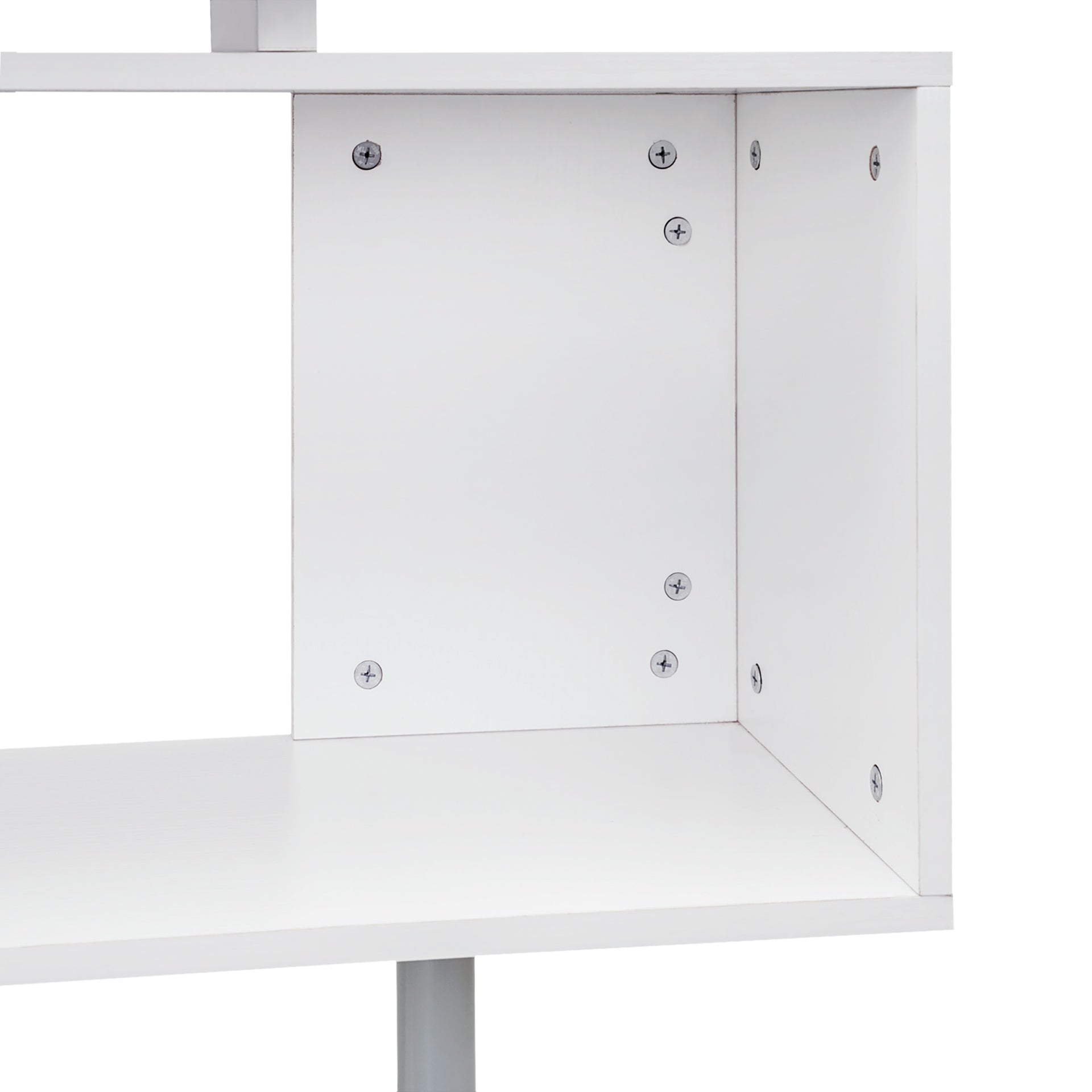 55" 360° Rotating Corner Computer Desk Modern L-Shaped Home Office Workstation with 3-Tier Storage Shelves, Bookshelf, White