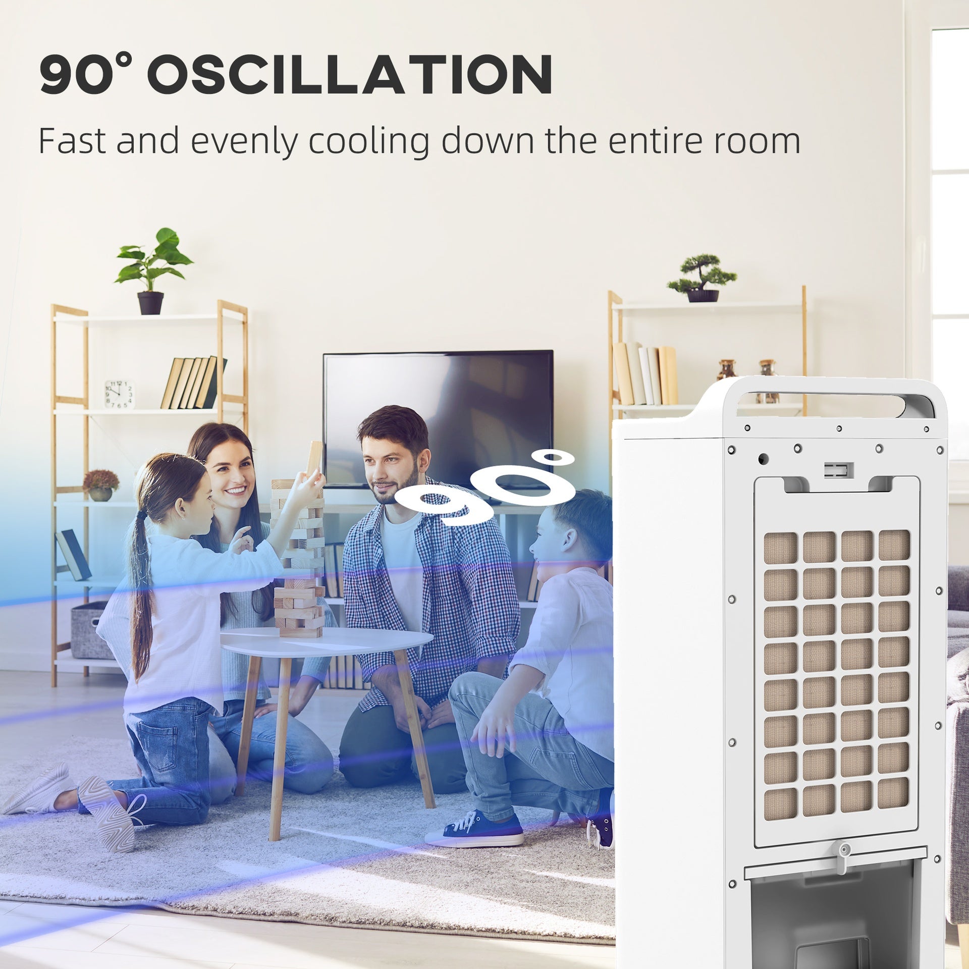 HOMCOM 26" Evaporative Air Cooler with Ice Packs, 3-In-1 Ice Cooling Fan, Portable Swamp Cooler with Water Tank, Timer, 90° Oscillating, Remote, for Home Office Bedroom