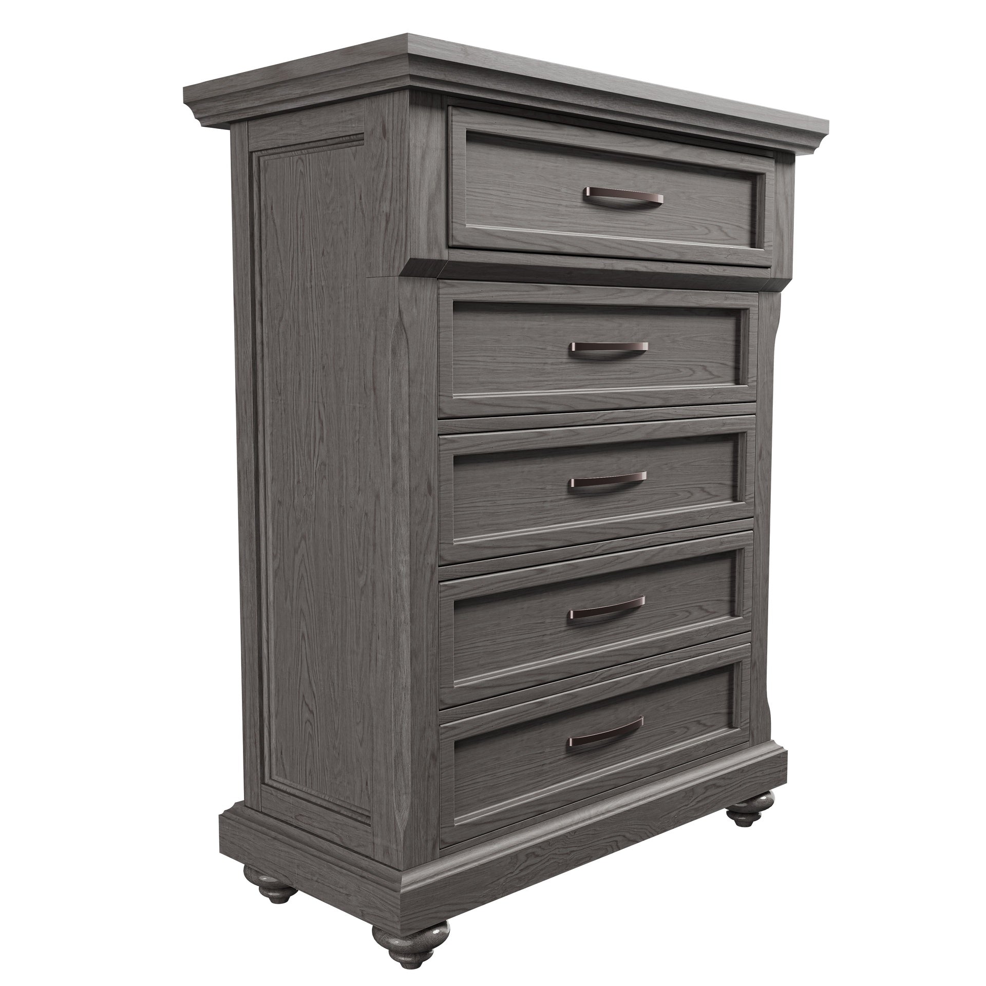 Modern Transitional Style 1pc Chest Metal Handles Unique Legs Antique Gray Finish Bedroom Furniture