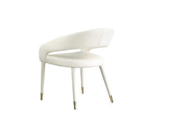 Modern Velvet Dining Chair Set of 2, Wooden Legs with Gold Accent Tips, Cream