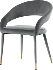 Modern Velvet Dining Chair Set of 2, Wooden Legs with Gold Accent Tips, Gray