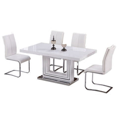 White Faux Leather Upholstered Dining Chair Set of 2, Chrome Finish Metal Frame Side Chairs