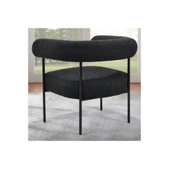 Soft Boucle Fabric Accent Chair, Contemporary Living Room 1pc Armchair with Black Metal Legs, Black