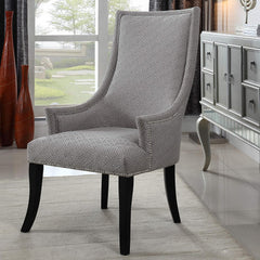High Back Accent Chair, Black Wooden Legs, Contemporary Living Room Upholstered Chair, Light Gray