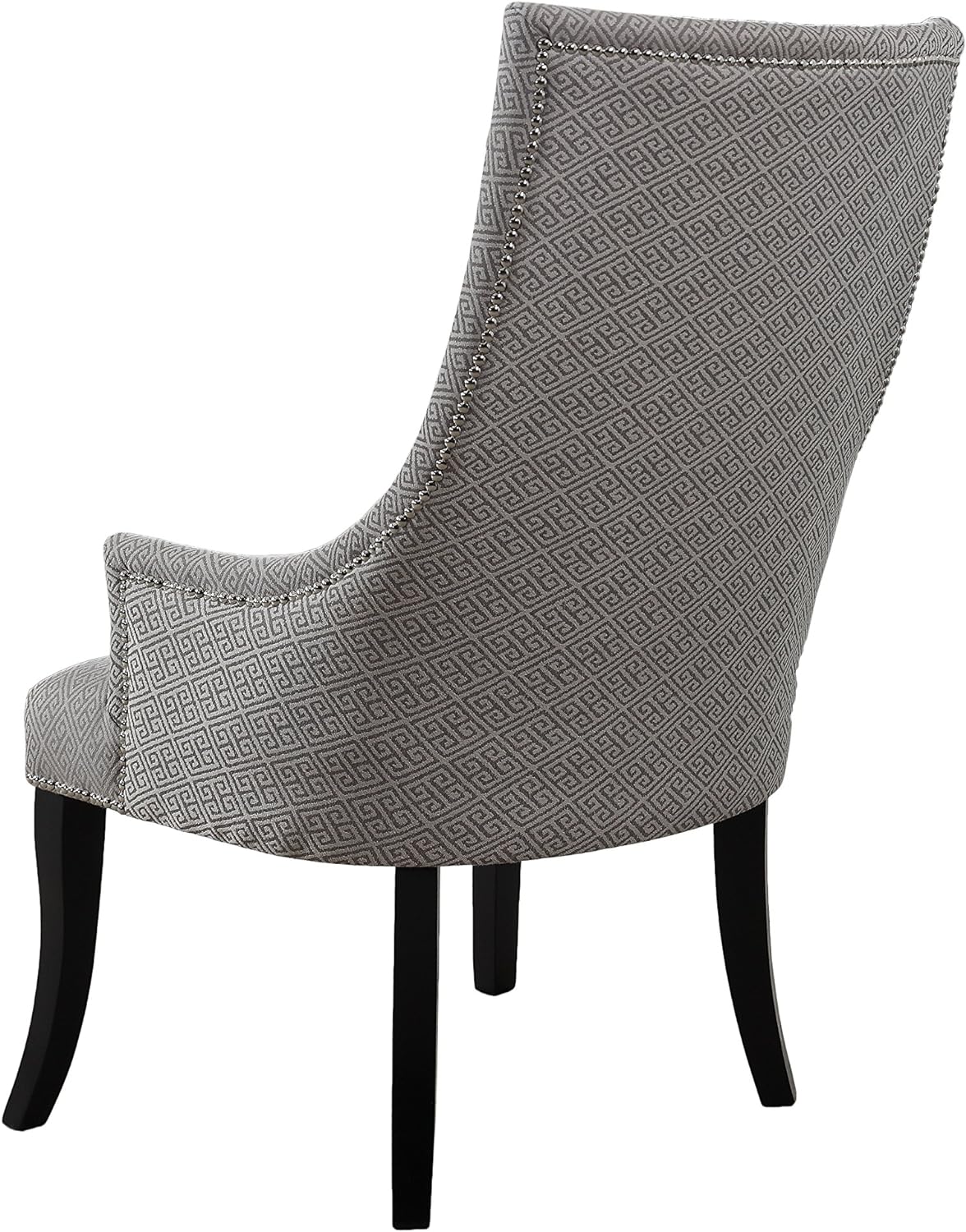 High Back Accent Chair, Black Wooden Legs, Contemporary Living Room Upholstered Chair, Light Gray