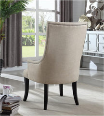 High Back Accent Chair, Black Wooden Legs, Contemporary Living Room Upholstered Chair, Natural