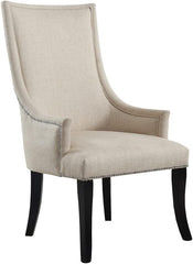 High Back Accent Chair, Black Wooden Legs, Contemporary Living Room Upholstered Chair, Natural