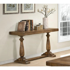 50" Transitional Wood Console Table in Driftwood, Solid Wood Table for Entryway and Living Room