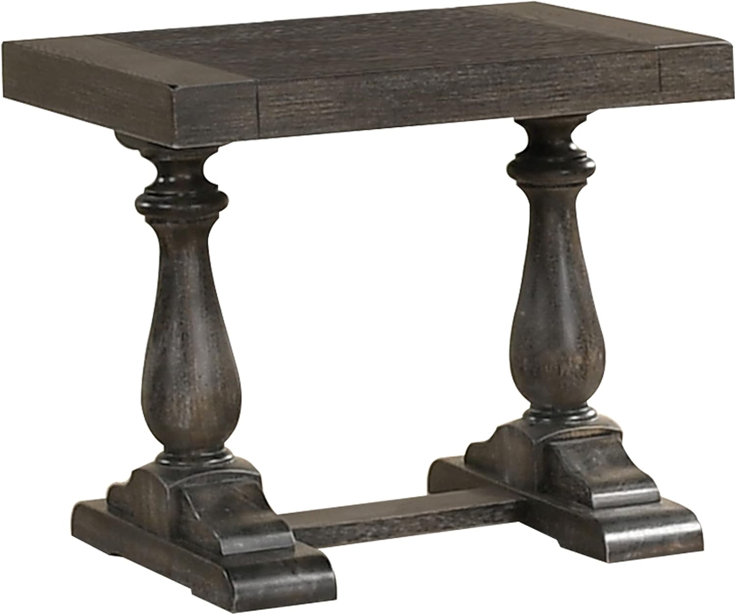 Transitional Wood End Table in Dove Gray, Living Room Solid Wood Sofa Side Table