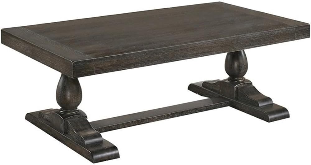 52" Transitional Wood Coffee Table in Dove Gray, Living Room Solid Wood Sofa Table