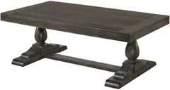 52" Transitional Wood Coffee Table in Dove Gray, Living Room Solid Wood Sofa Table