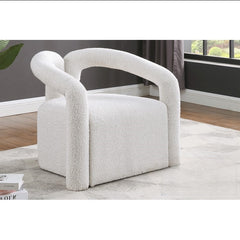 Modern/Contemporary Boucle Fabric Accent Chair, Living Room Upholstered Chair with Tubular Design, Cream