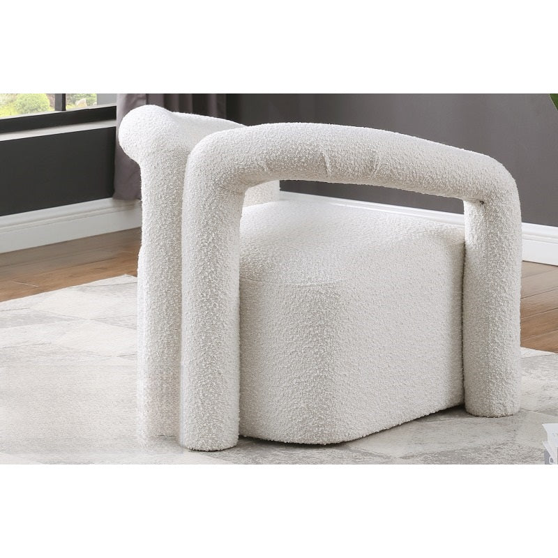 Modern/Contemporary Boucle Fabric Accent Chair, Living Room Upholstered Chair with Tubular Design, Cream