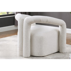 Modern/Contemporary Boucle Fabric Accent Chair, Living Room Upholstered Chair with Tubular Design, Cream