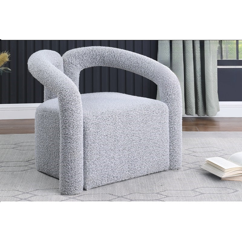 Modern/Contemporary Boucle Fabric Accent Chair, Living Room Upholstered Chair with Tubular Design, Gray