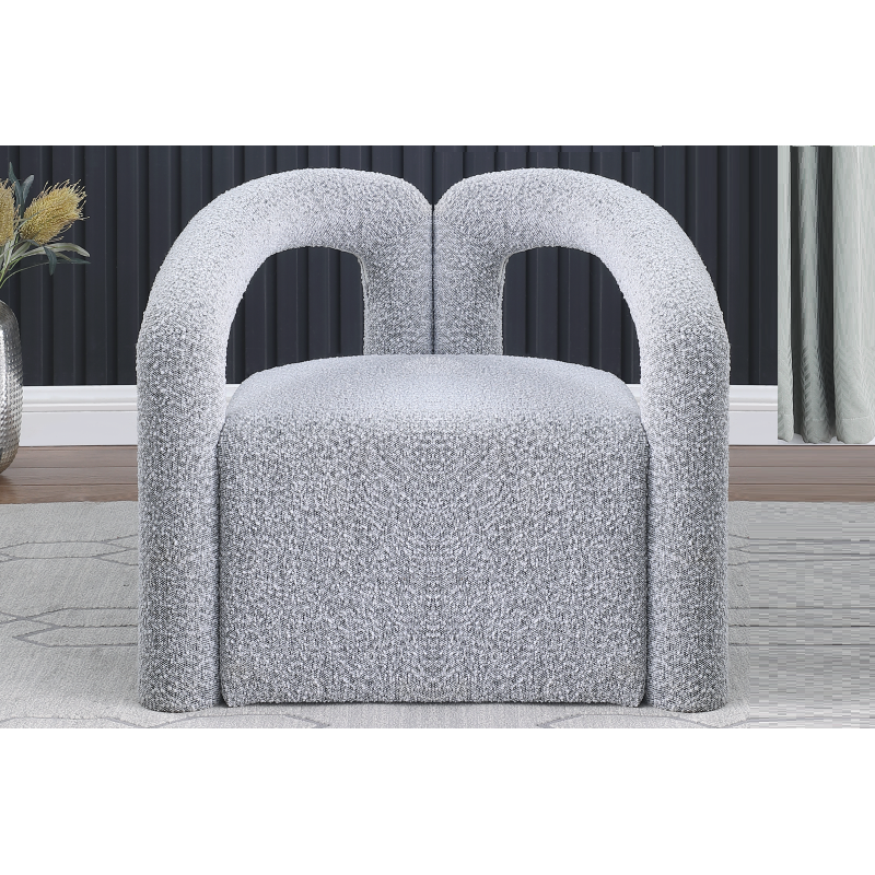 Modern/Contemporary Boucle Fabric Accent Chair, Living Room Upholstered Chair with Tubular Design, Gray