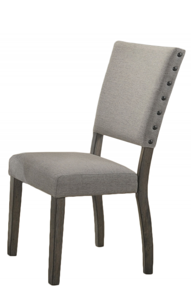 Antique Light Gray Dining Chair Set of 2, Fabric Upholstered Kitchen Side Chair, Nailhead Trim, Dining Room Chair Set